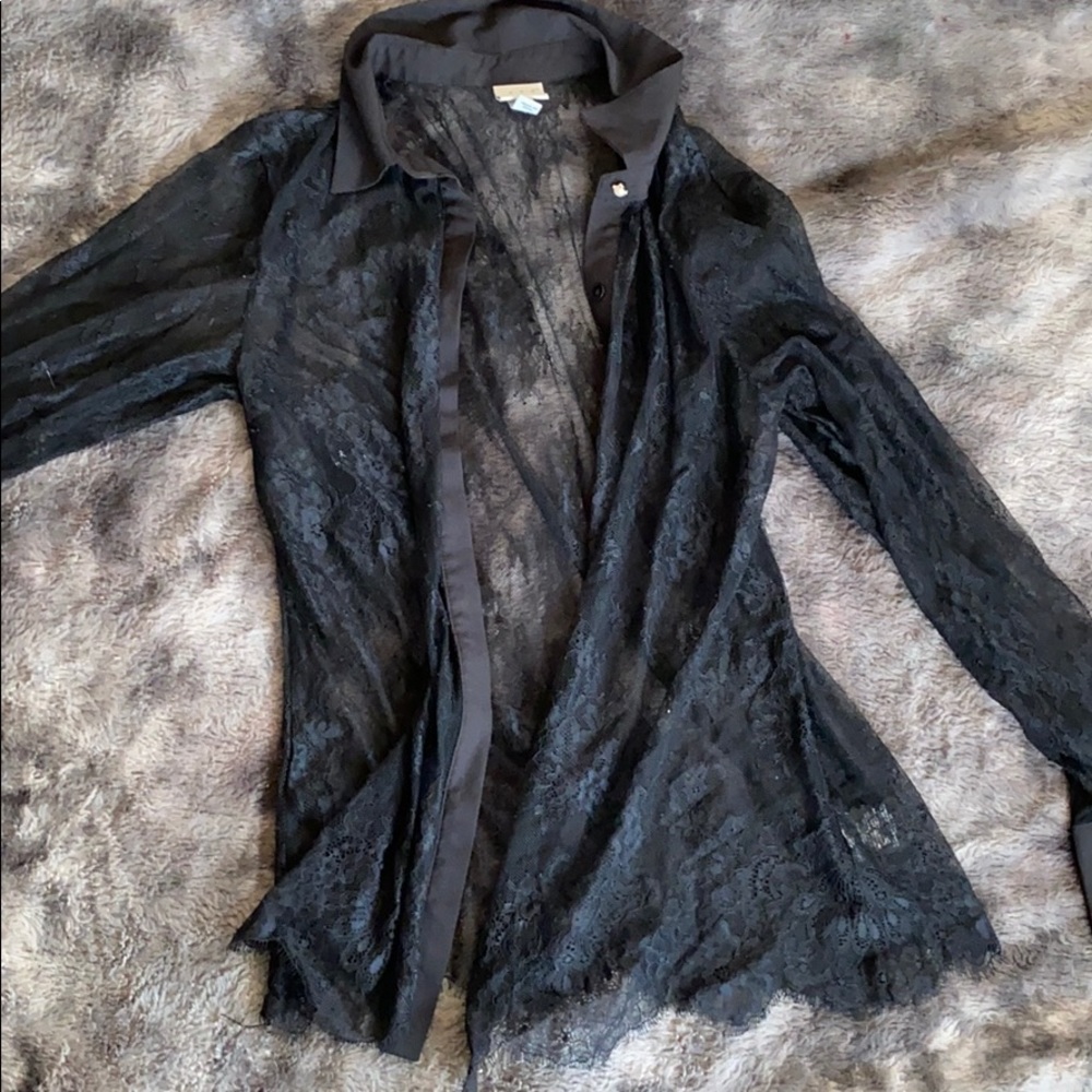 Lace button up